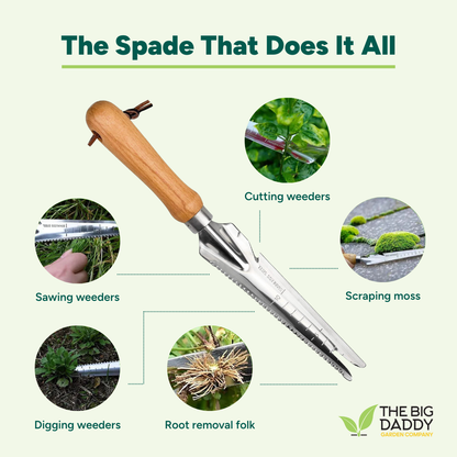 5-in-1 Garden Spade Multi-Tool, For Weeding, Digging, and Cutting