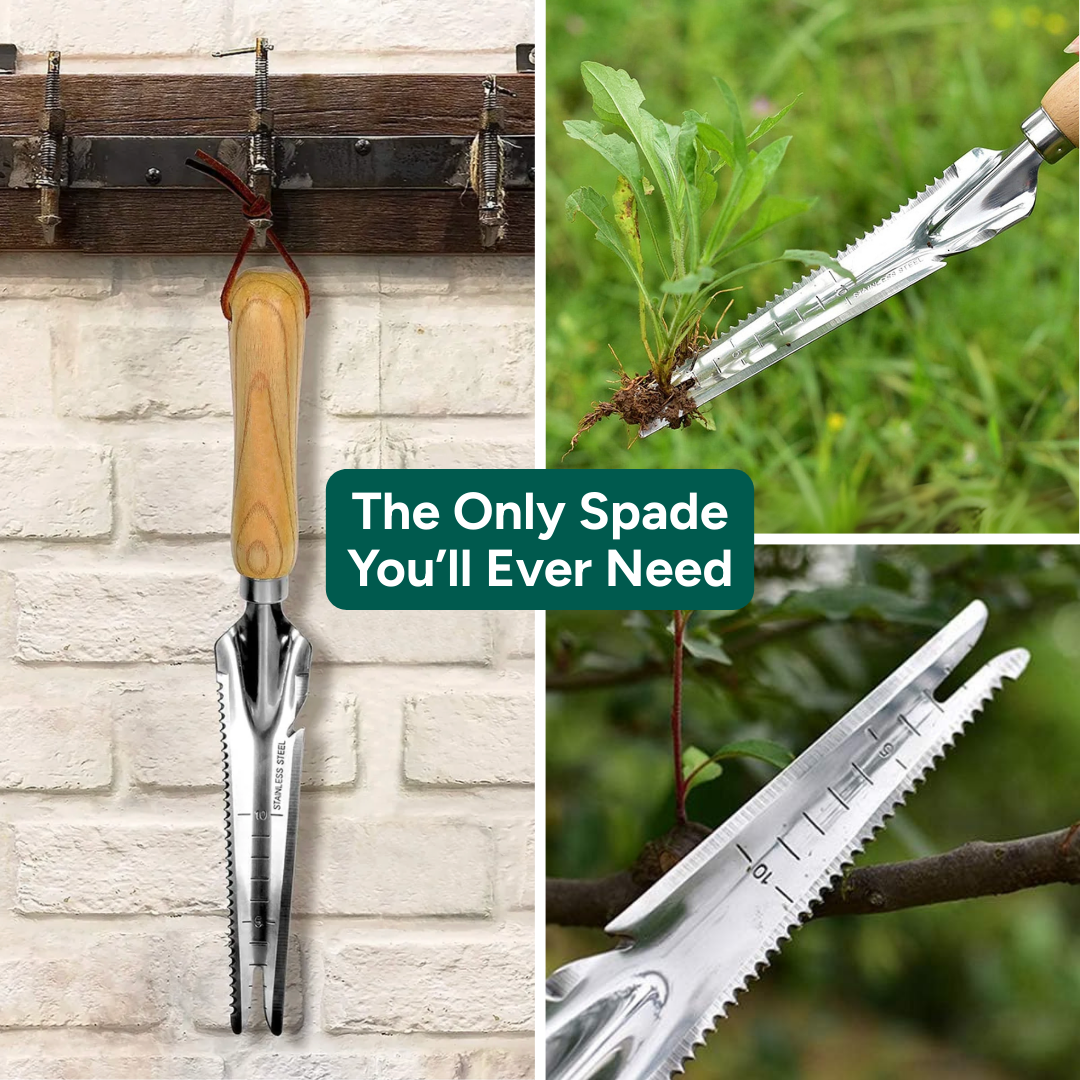 5-in-1 Garden Spade Multi-Tool, For Weeding, Digging, and Cutting