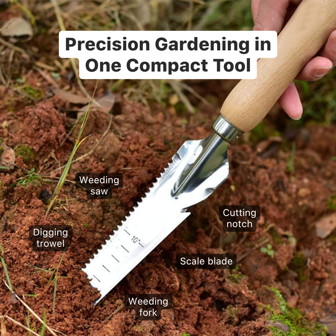 5-in-1 Garden Spade Multi-Tool, For Weeding, Digging, and Cutting